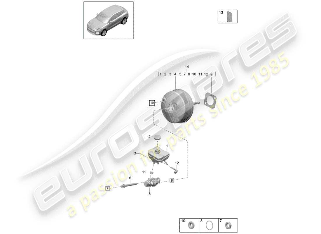 porsche 2020 (macan) brake master cylinder part diagram