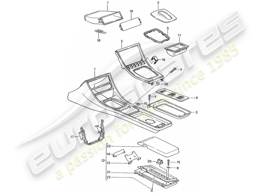 porsche 1990 (944) cassette holder - center console part diagram