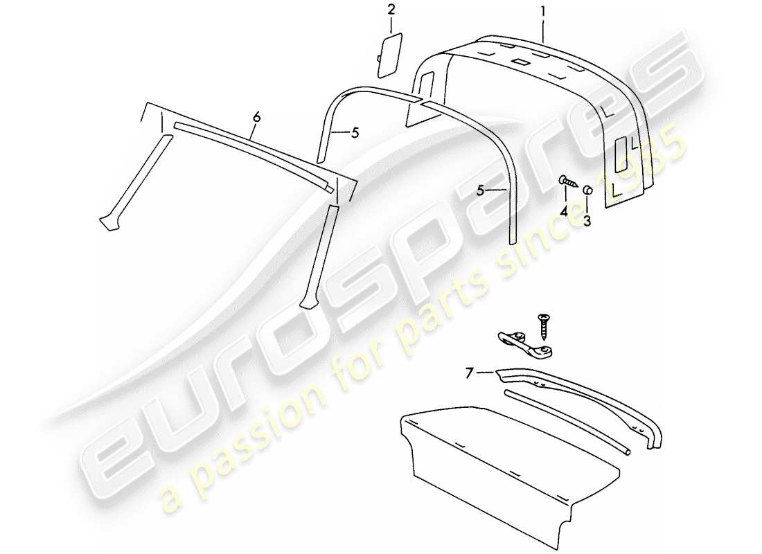 porsche 1966 (911/912) interior equipment - roof part diagram