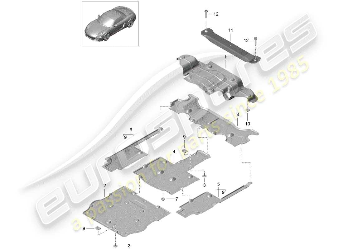 porsche 2013 (981 boxster) lining parts diagram