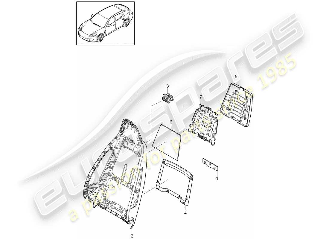 porsche 2015 (panamera 970) backrest frame part diagram