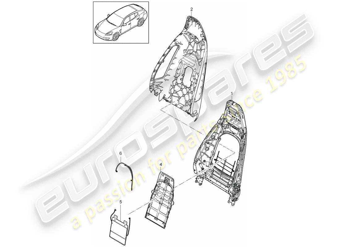 porsche panamera 970 (2016) backrest shell part diagram