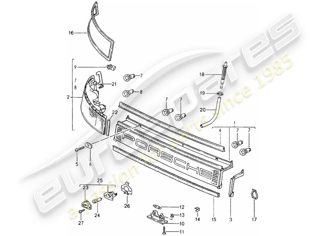 porsche 1990 (964) covering - combined lights parts diagram