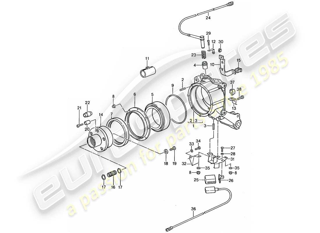 porsche 1988 (959) wheel carrier parts diagram