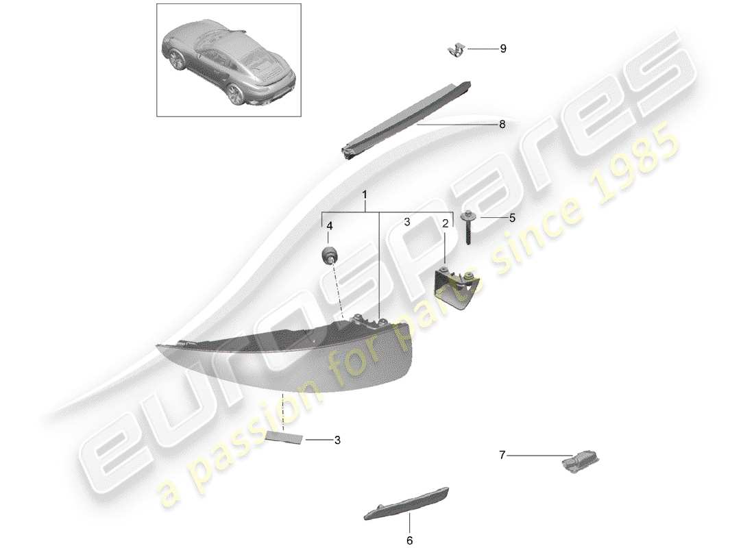 porsche 2014 (991-1 turbo) rear light part diagram