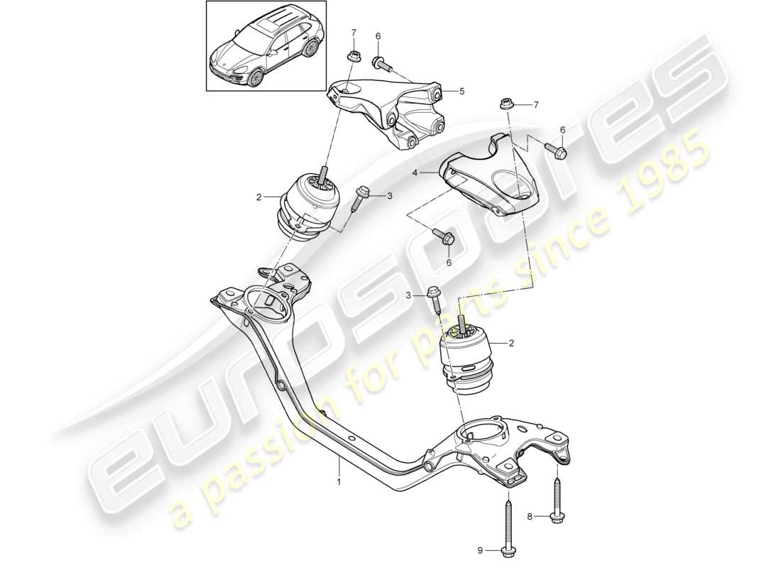 porsche 2017 (cayenne e2 92a) engine lifting tackle lower parts diagram