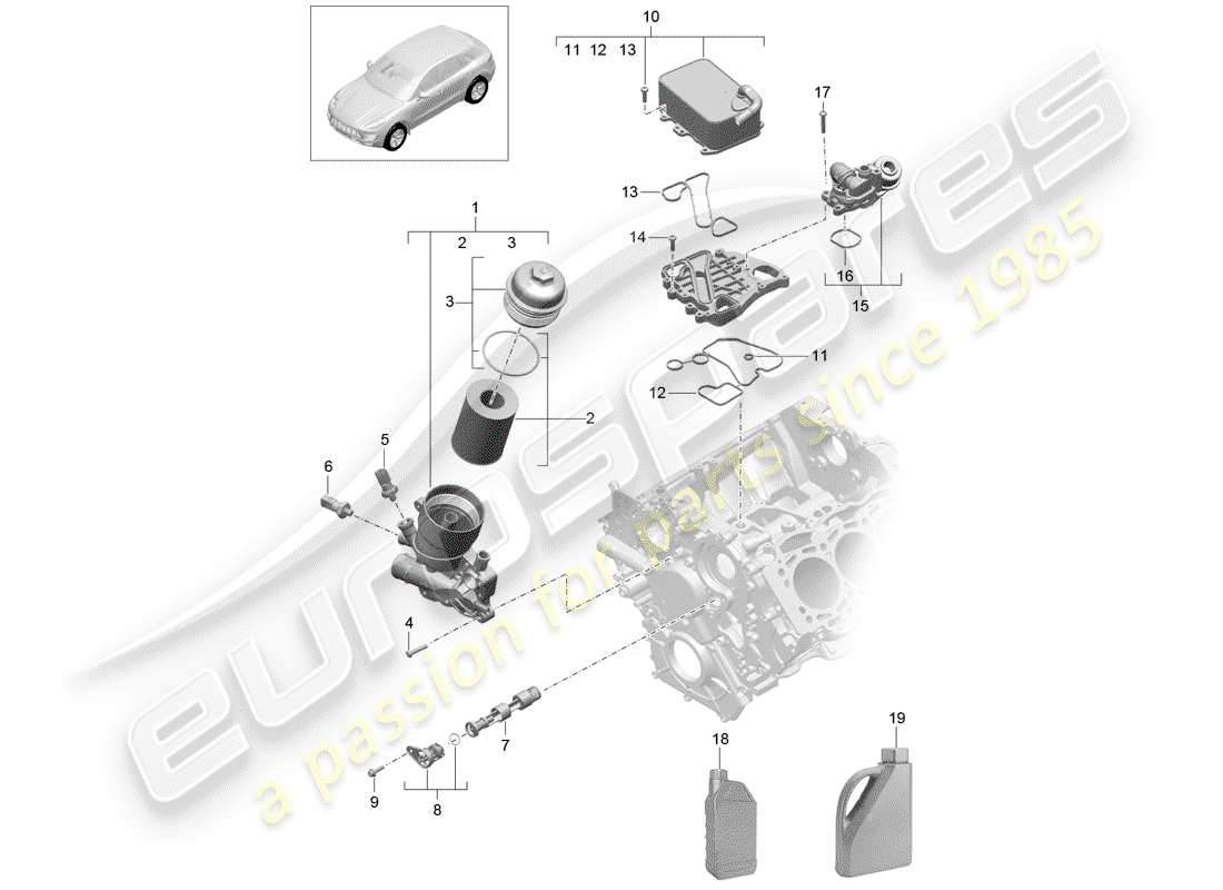 porsche 2018 (macan) oil filter part diagram