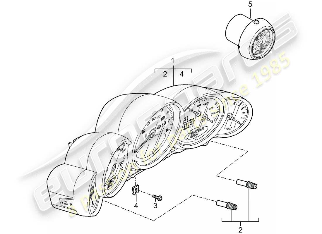 porsche 2009 997-2 turbo / gt2 instruments part diagram