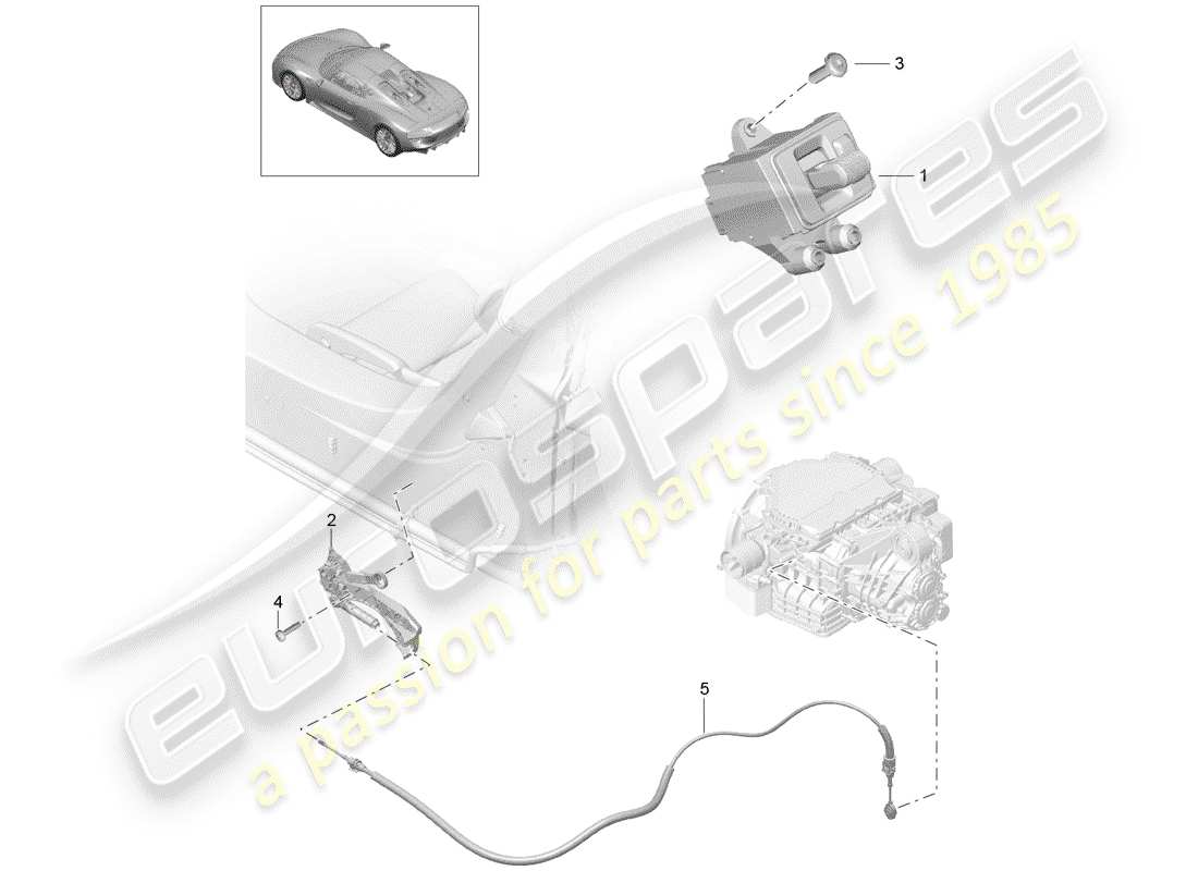 porsche 918 spyder (2015) selector lever parts diagram