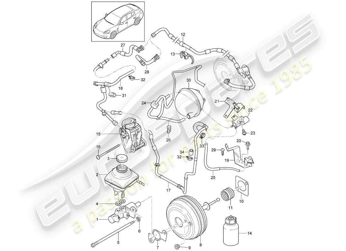porsche 2012 (panamera 970) brake master cylinder parts diagram