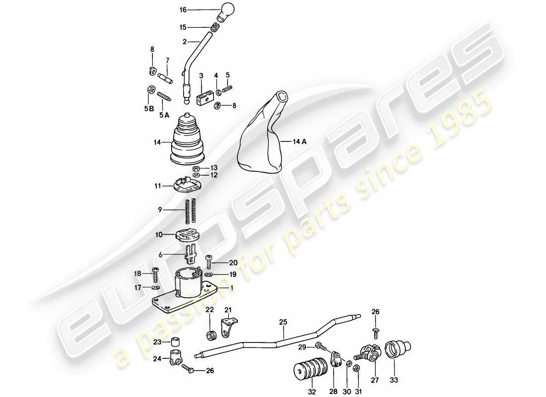 porsche 1984 (911) transmission control parts diagram