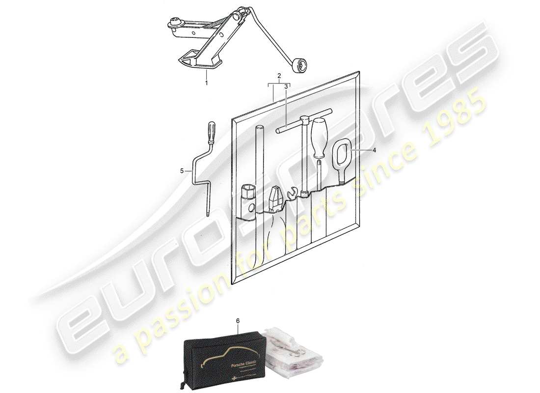porsche 1992 (968) accessories - tool - first aid kit parts diagram