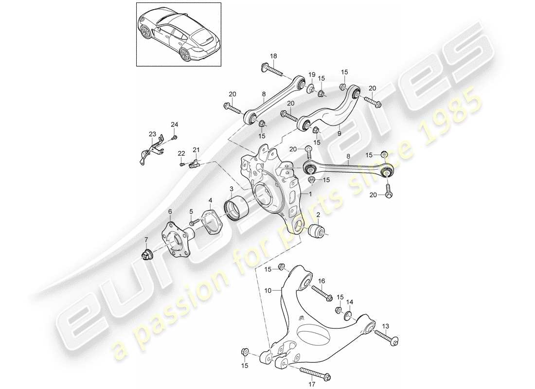 porsche panamera 970 (2015) rear axle part diagram