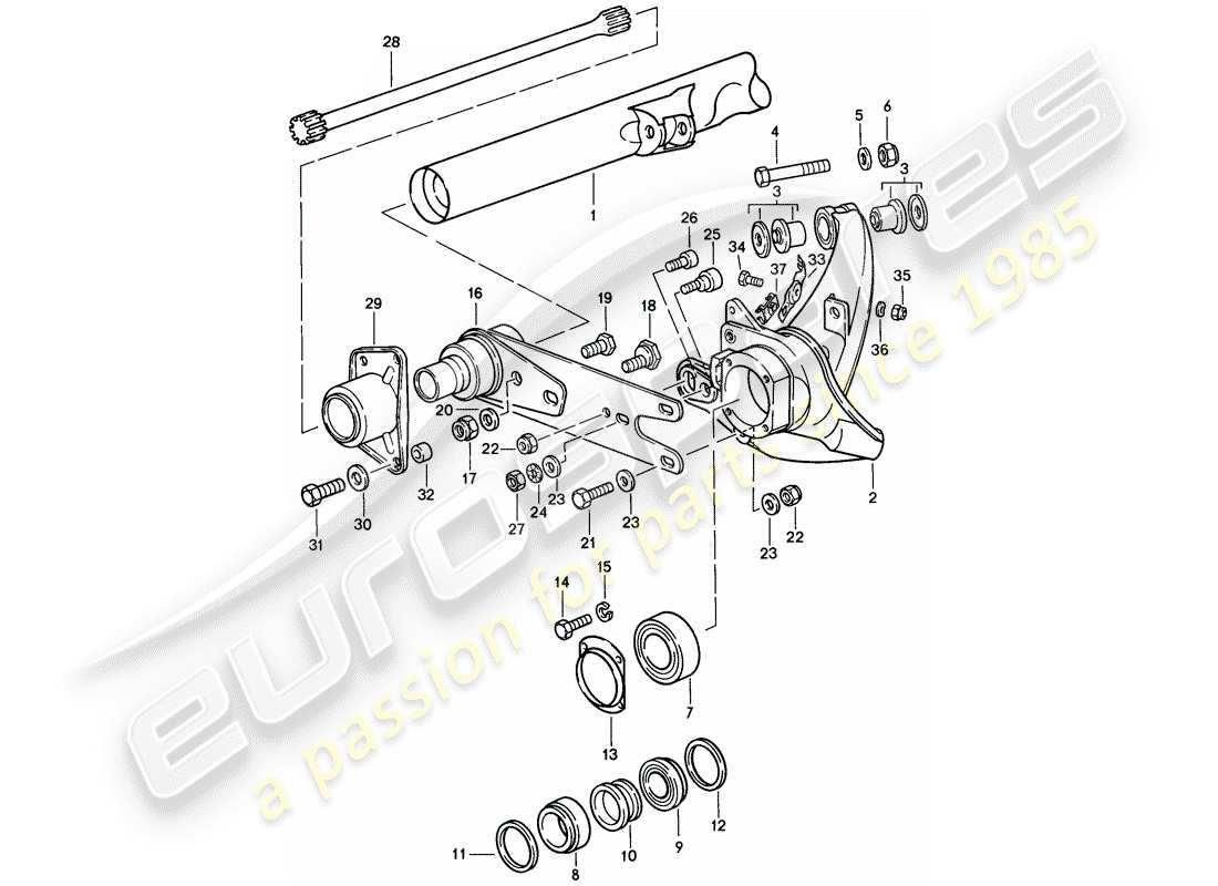 porsche 1985 (911) rear axle part diagram