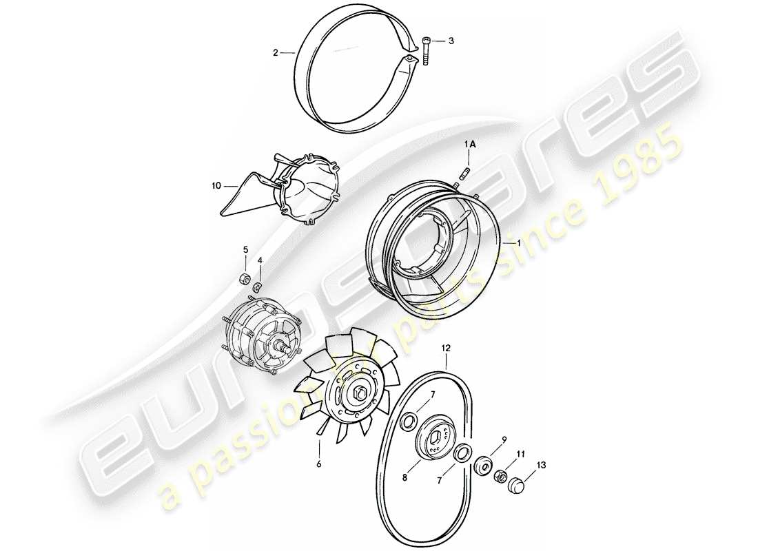 porsche 1985 (911) air cooling part diagram