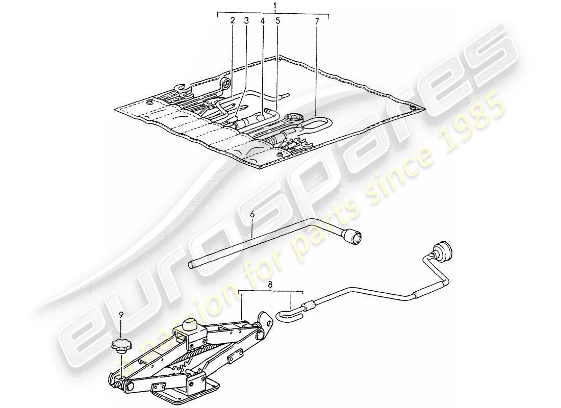 porsche 1994 (964) tool - jack parts diagram