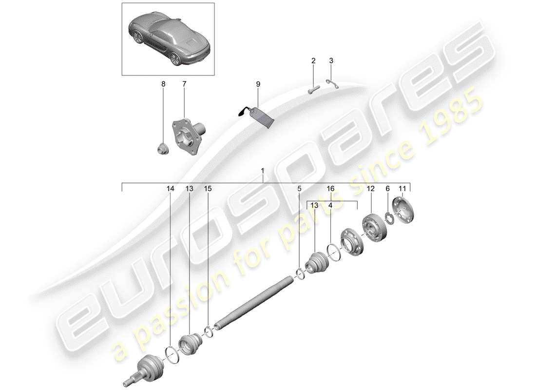 porsche 2013 (981 boxster) drive shaft parts diagram