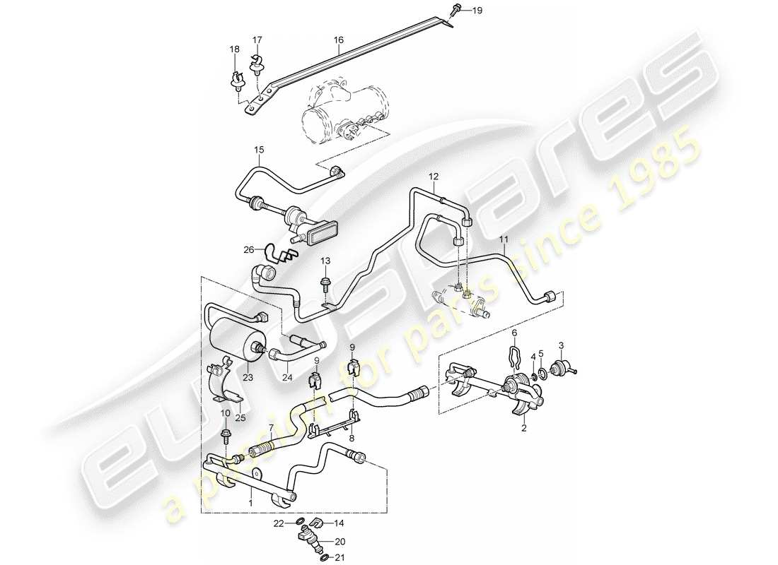porsche 2009 997-2 turbo / gt2 fuel collection pipe part diagram