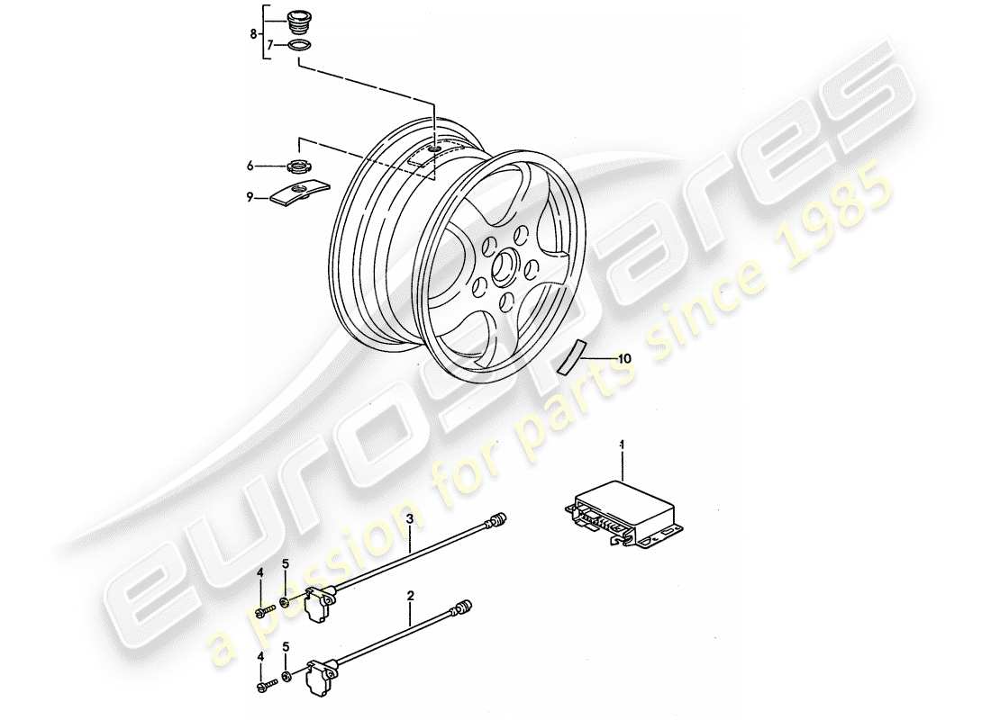 porsche 928 (1995) tire pressure control system - d >> - mj 1993 part diagram