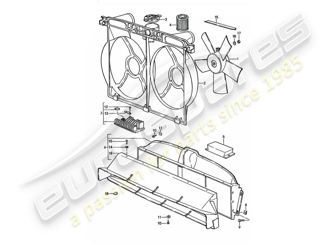 porsche 1995 (928) water cooling 2 part diagram