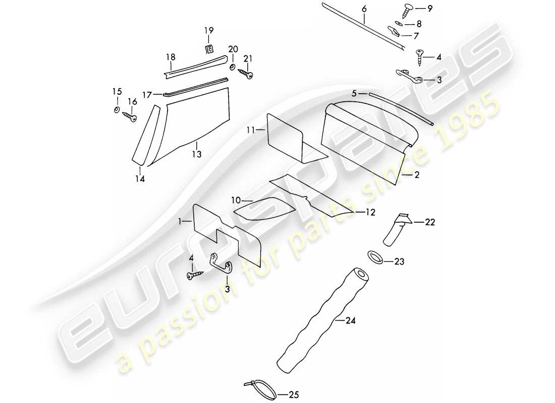 porsche 1969 (911/912) interior equipment part diagram