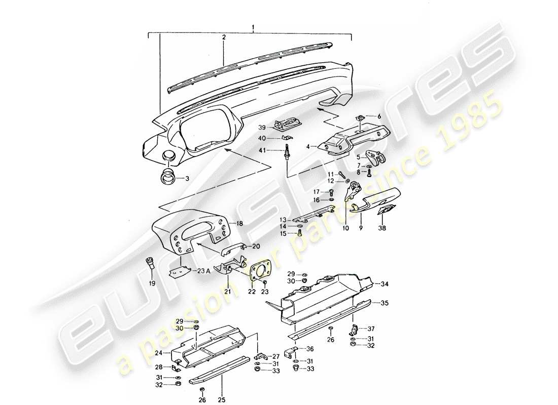 porsche 1995 (928) dash panel trim - for cars without - airbag - (passenger side) part diagram