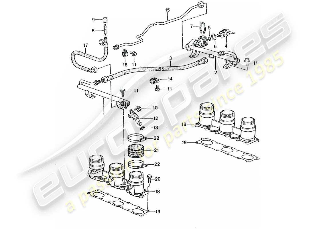 porsche 2004 (996 gt3) fuel collection pipe parts diagram
