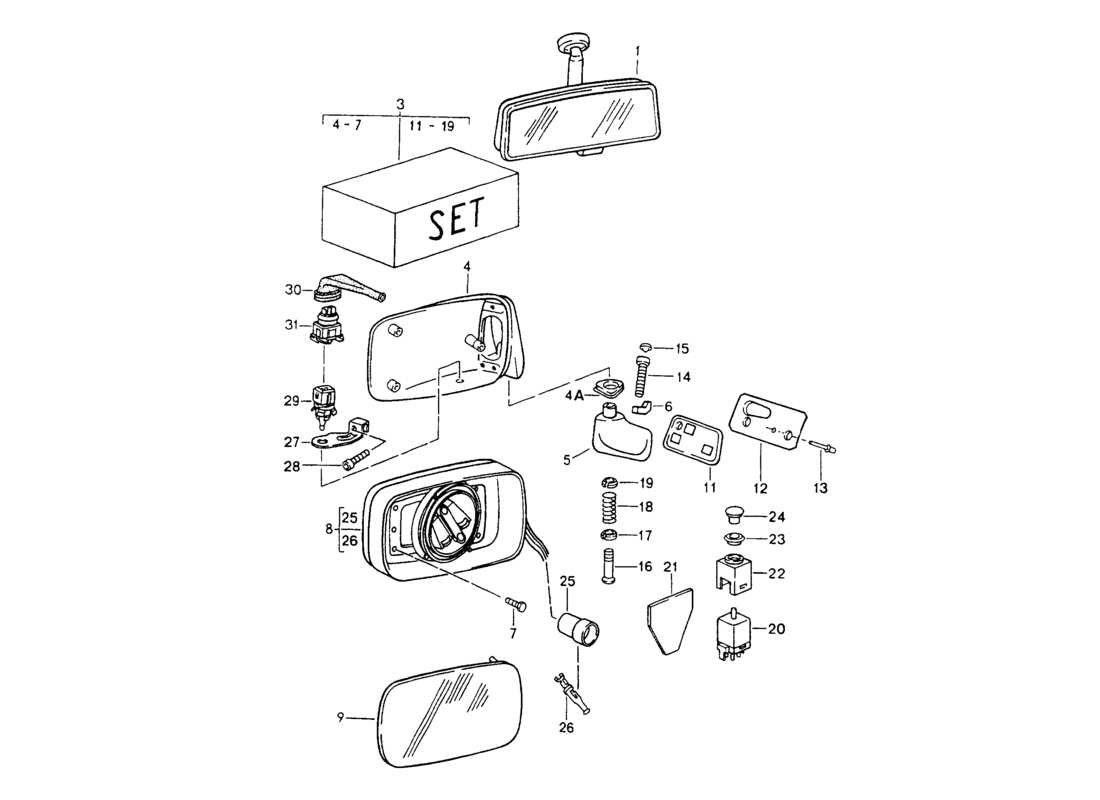 porsche 1994 (964) rear view mirror inner - rear view mirror - d >> - mj 1991 part diagram