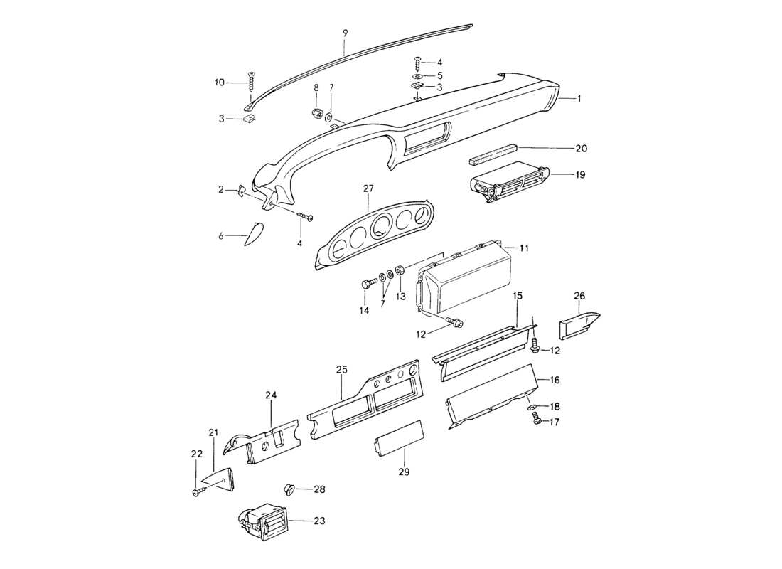 porsche 1994 (964) dash panel trim - rootwood - airbag - d - mj 1990>> part diagram