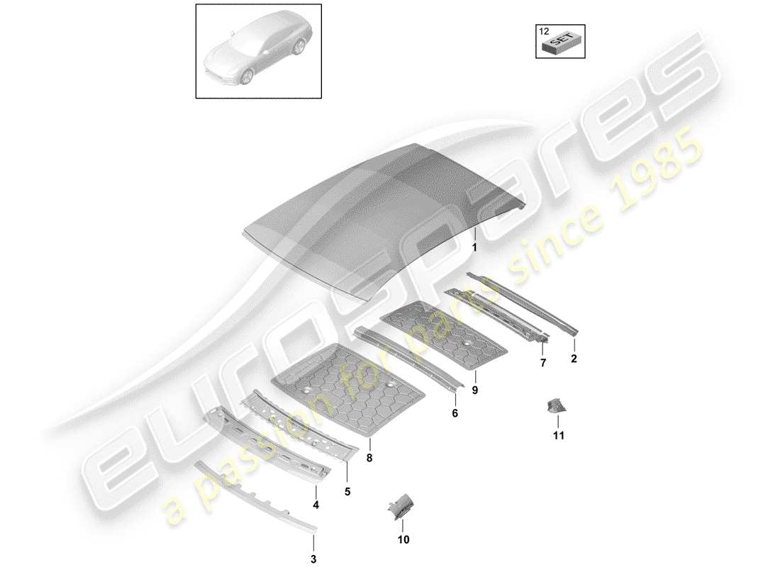 porsche 2020 (panamera 971-1) roof part diagram