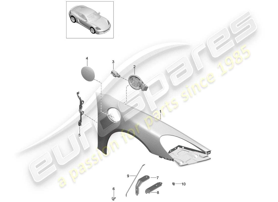 porsche 2018 (718 cayman) fender part diagram