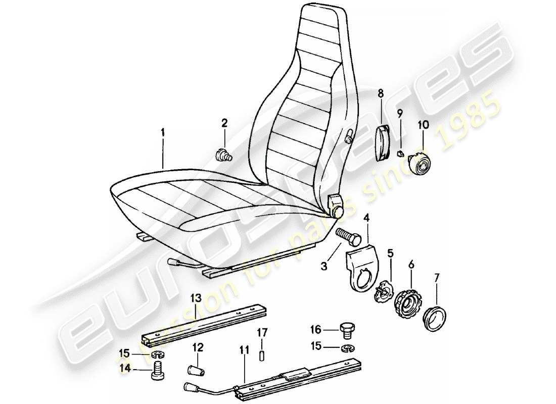 porsche 1979 (911) front seat - complete part diagram