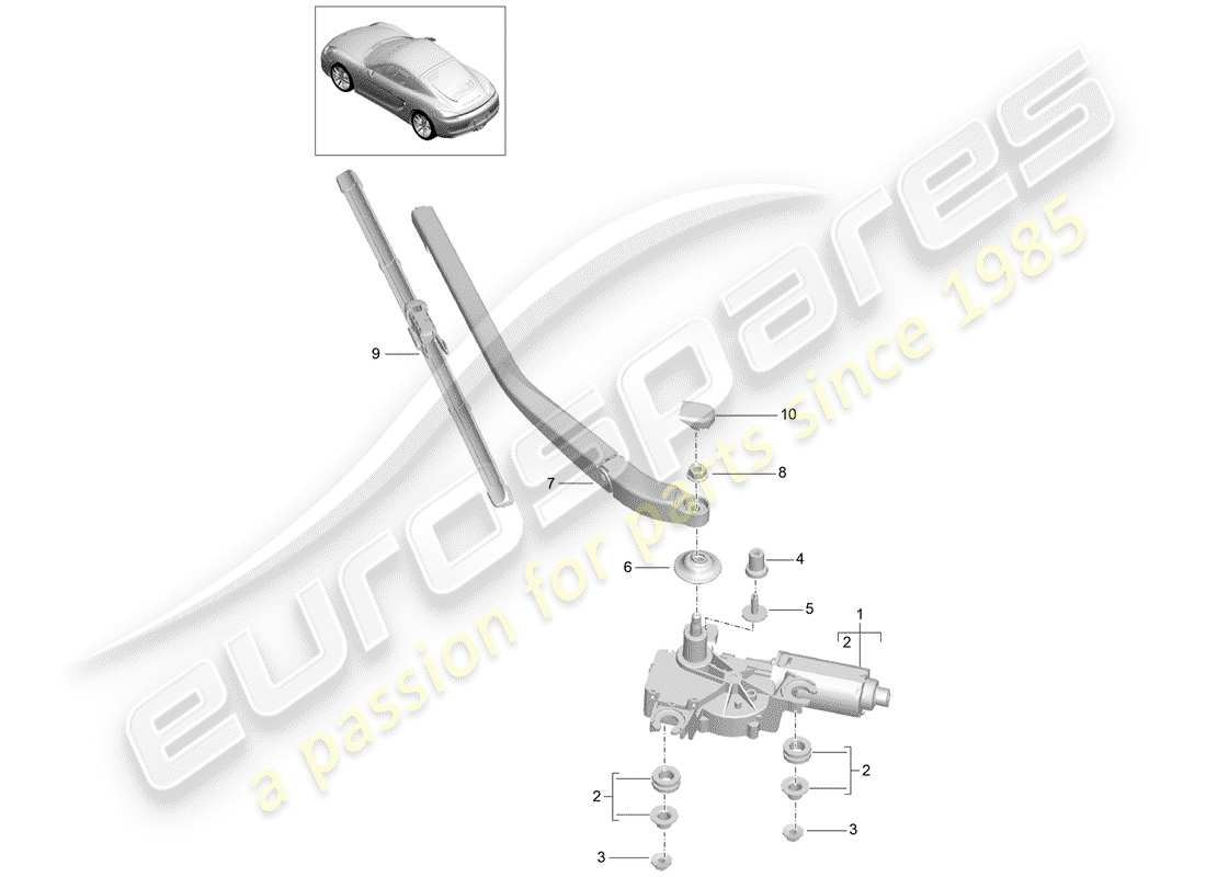 porsche 2014 (981 cayman) rear window wiper parts diagram