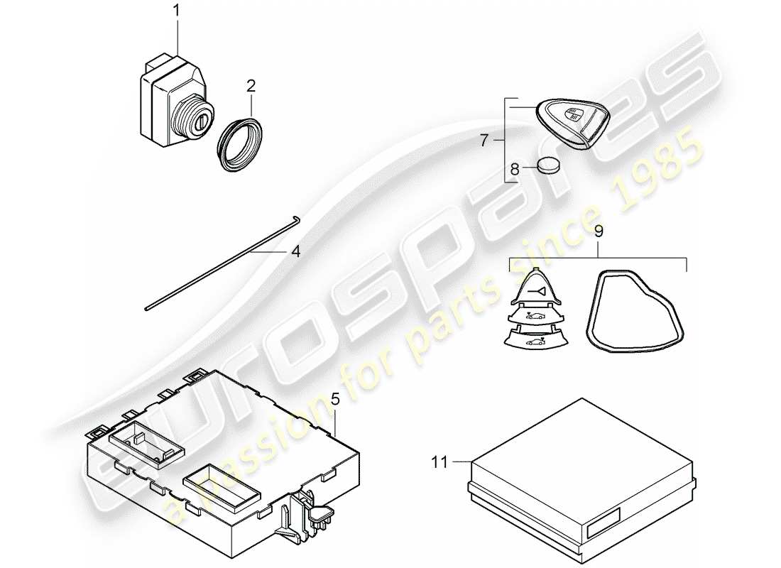 porsche 2007 (987 cayman) control units part diagram