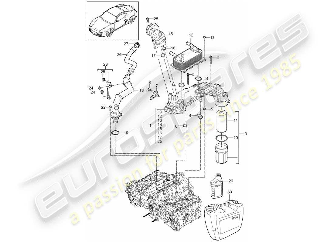porsche 2011 (987 cayman) engine lubrication part diagram
