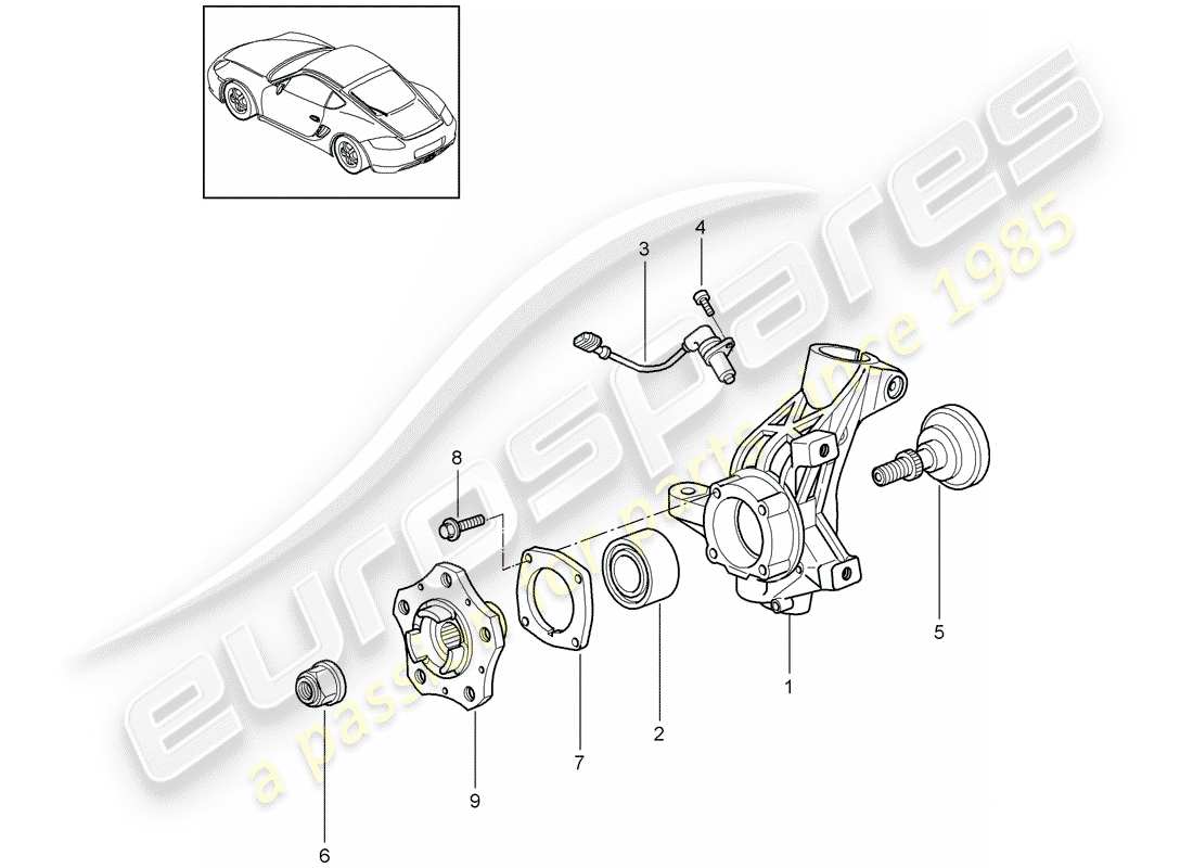 porsche 2011 (987 cayman) wheel carrier part diagram