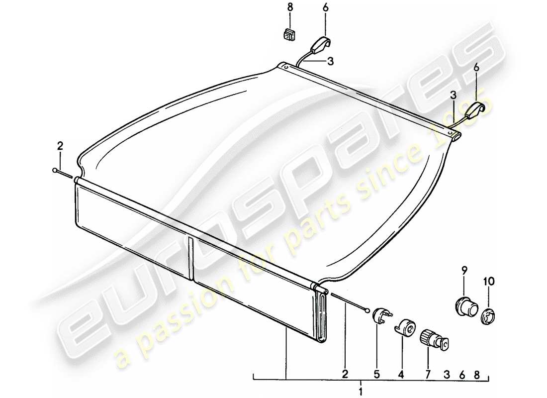 porsche 1995 (968) luggage compartment cover part diagram
