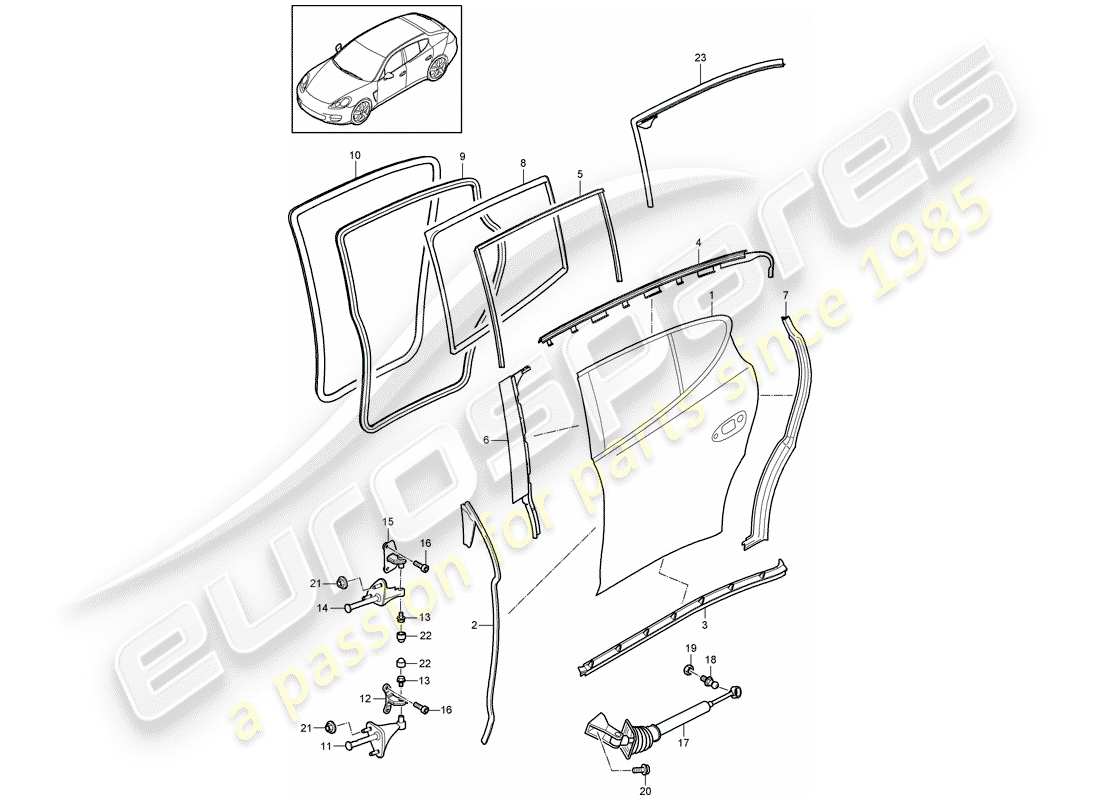 porsche 2011 (panamera 970) door shell part diagram