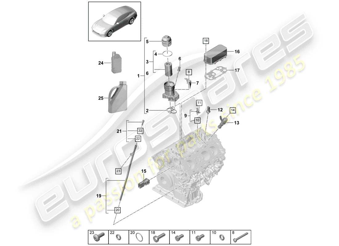 porsche 2019 (panamera 971-1) oil filter part diagram
