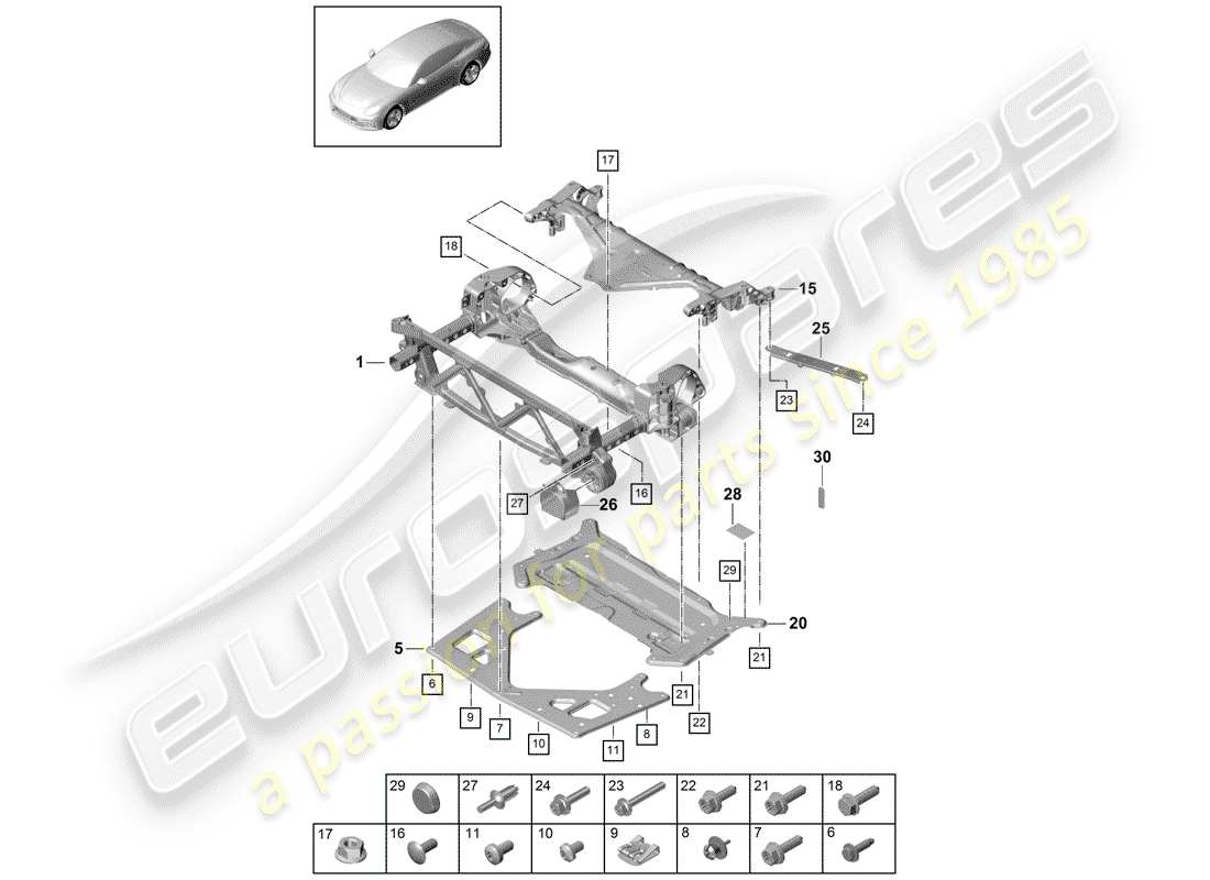 porsche 2019 (panamera 971-1) sub frame part diagram