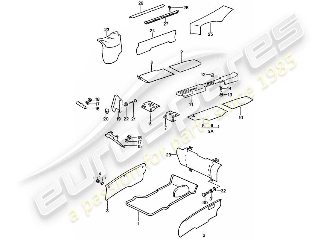 porsche 1979 (911) interior equipment part diagram