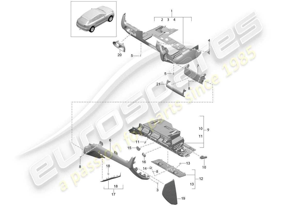 porsche 2016 (macan) glove box part diagram