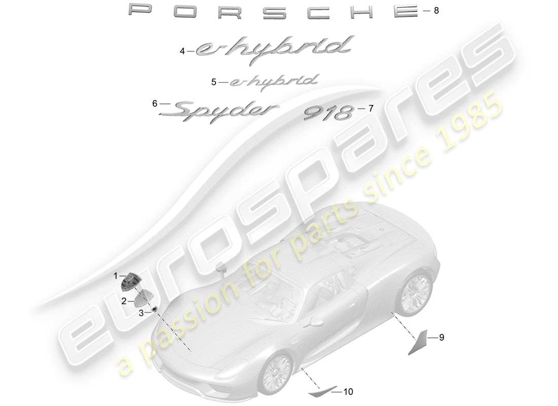 porsche 2015 (918 spyder) nameplates part diagram