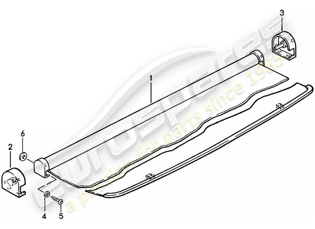 porsche 1983 (944) luggage compartment cover part diagram