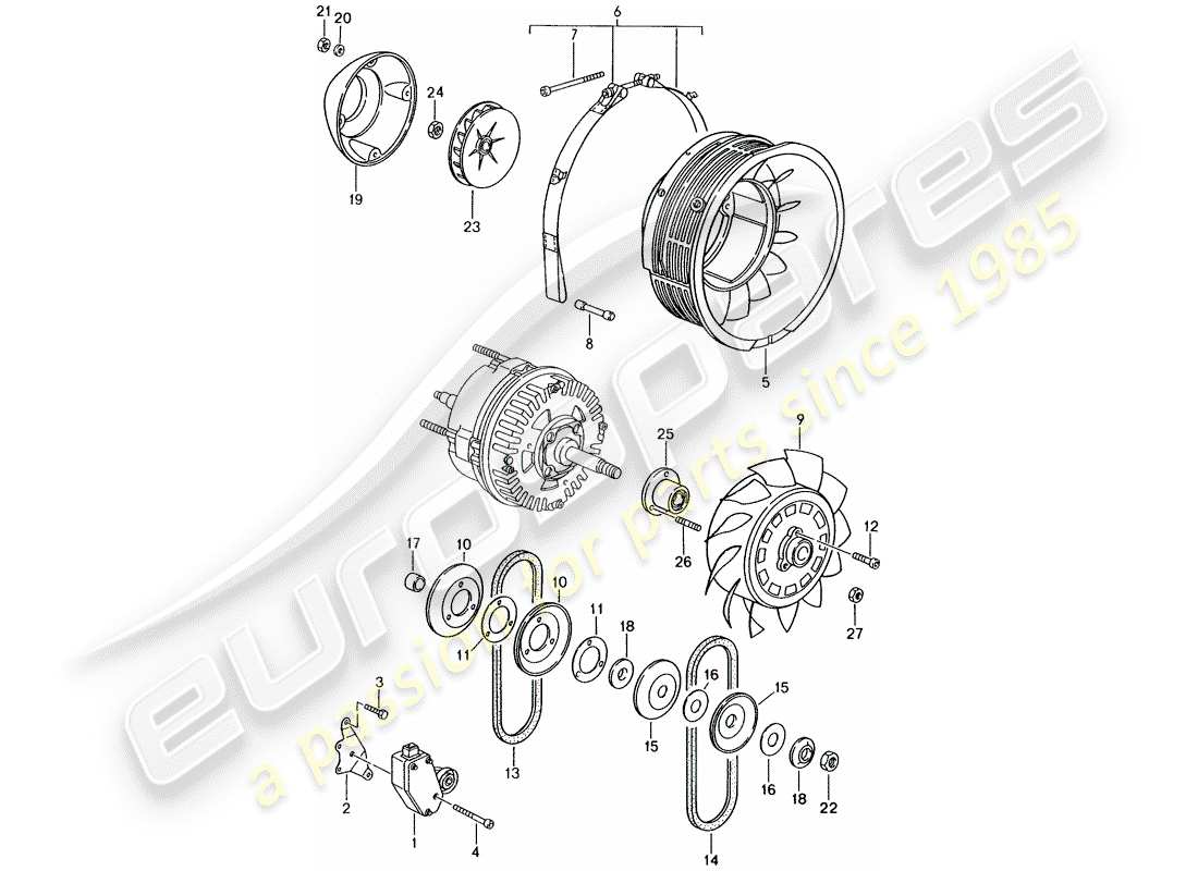 porsche 1994 (993) air cooling part diagram