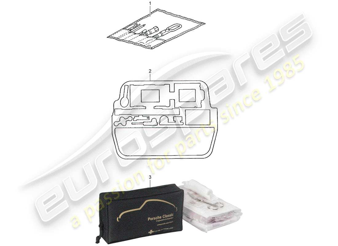 porsche 2005 (996 gt3) tool - fire extinguisher parts diagram