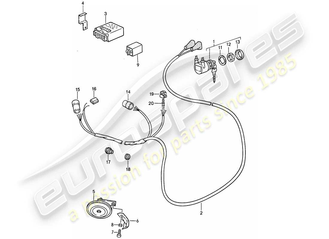 porsche 1987 (911) alarm system part diagram