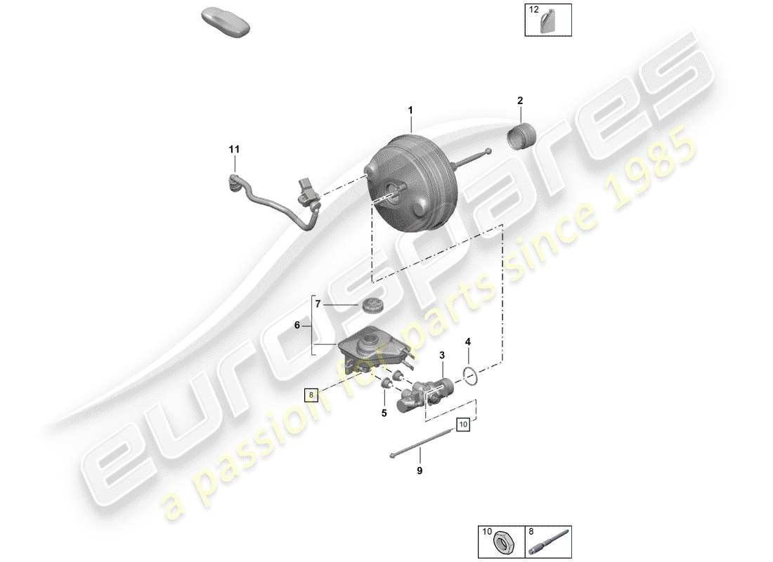 porsche 2020 (718 boxster spyder) brake master cylinder part diagram