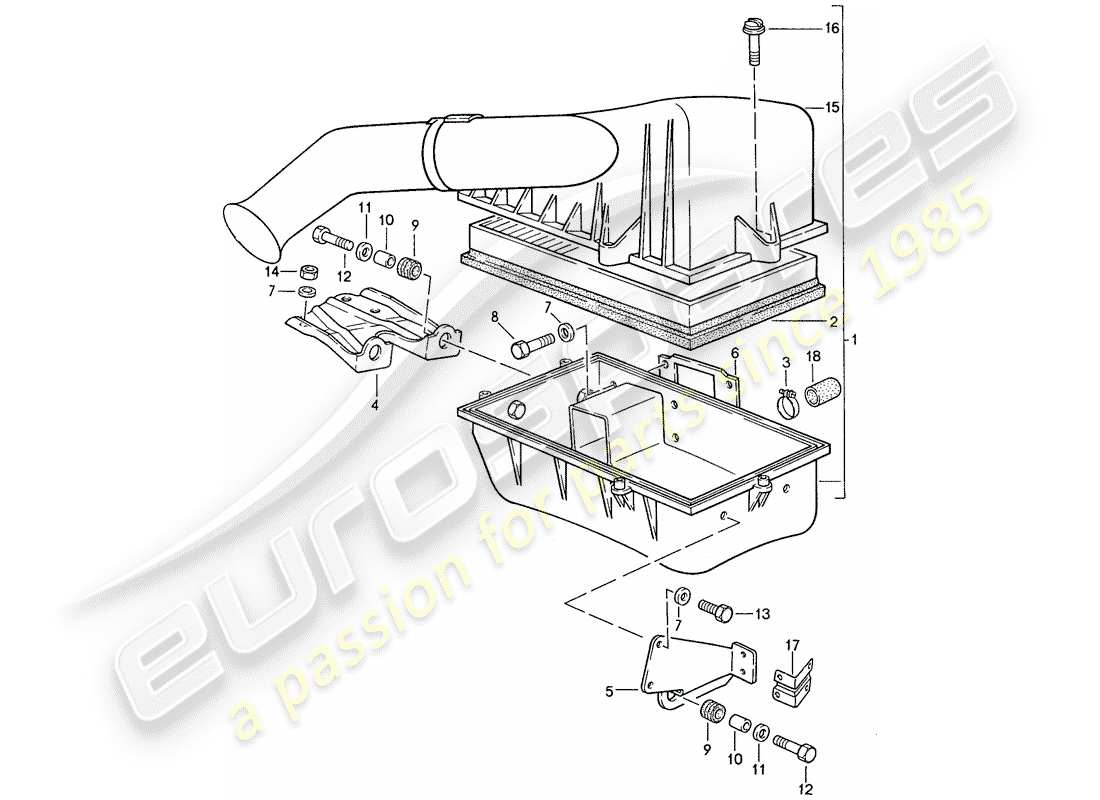 porsche 1990 (944) air cleaner system part diagram