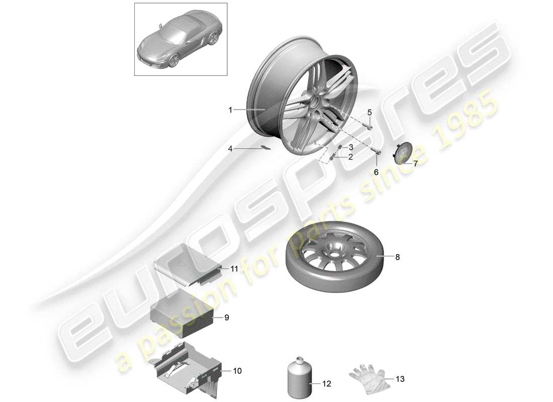 porsche 2012 (981 boxster) wheels part diagram